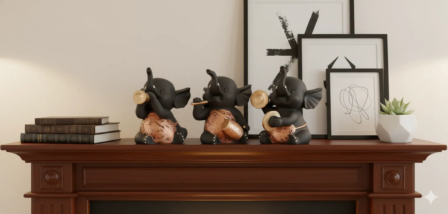 Artifacts Antique Lucky Musical Baby Elephant Statue for Good Luck Items for Home Decor